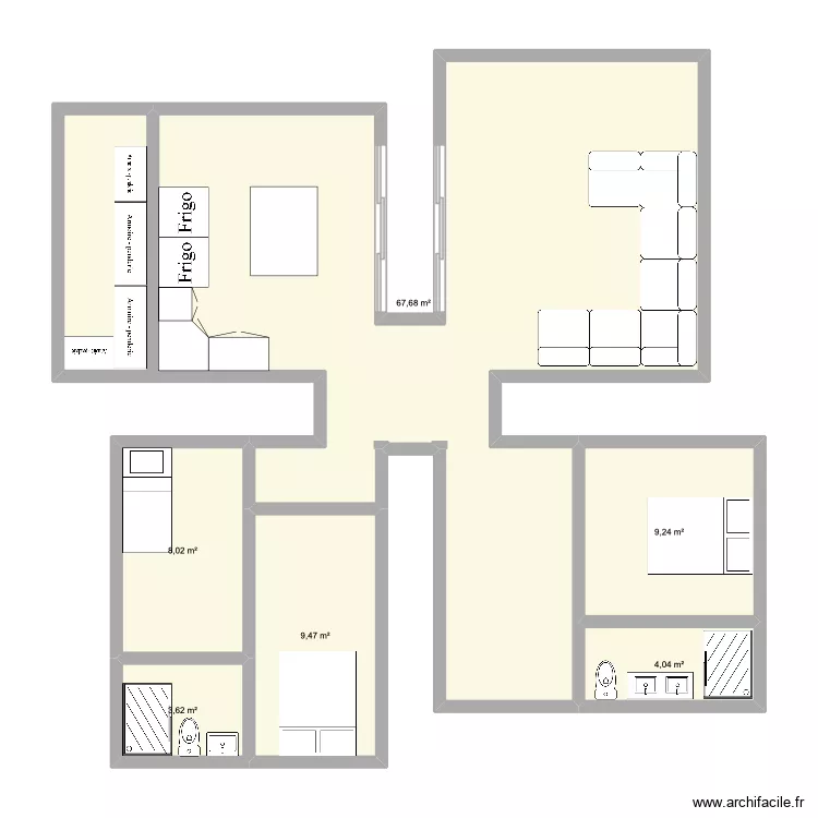 ideal. Plan de 6  et 102 m²