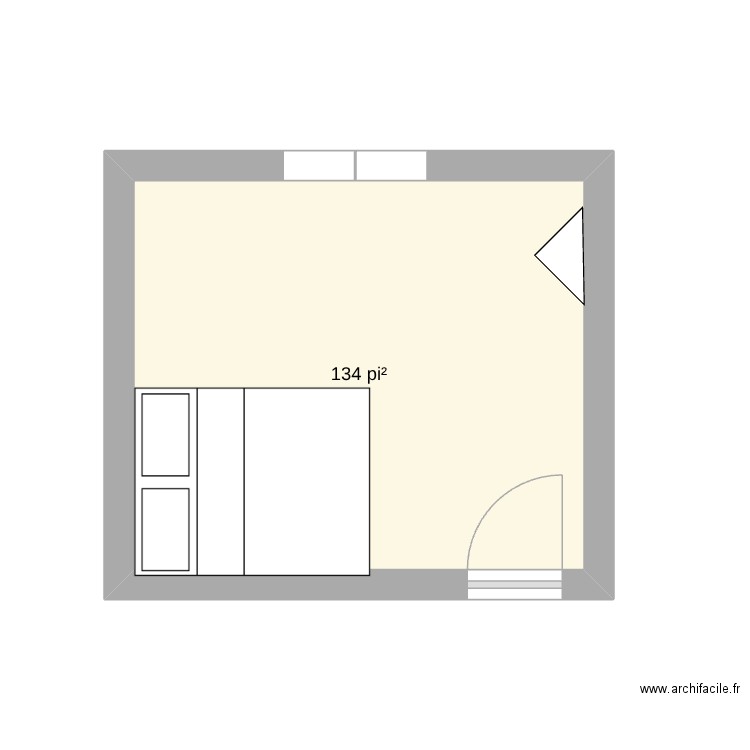 chambre. Plan de 1 pièce et 12 m2