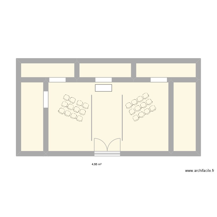 Cour de la Mairie. Plan de 4 pièces et 40 m2