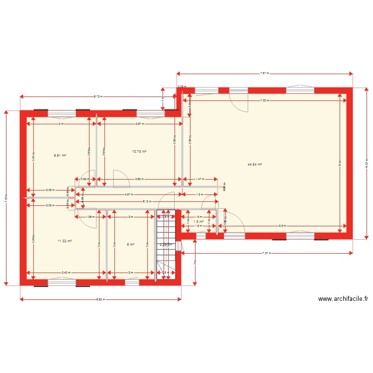 LA BOUVERIE. Plan de 7 pièces et 86 m2