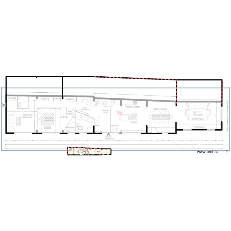 Arafat v2. Plan de 3 pièces et 130 m2