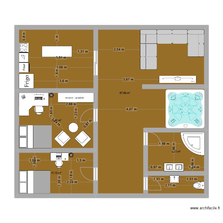 NNNNN. Plan de 4 pièces et 102 m2