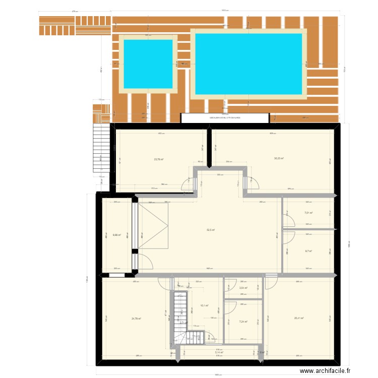 RAVE SOUS-SOL  PISCINE MAGASIN. Plan de 14 pièces et 213 m2
