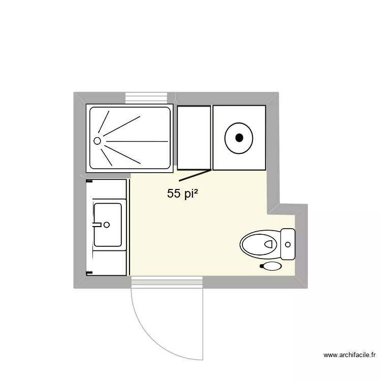 Bath#2 enlarge & move toilet. Plan de 1 pièce et 5 m²