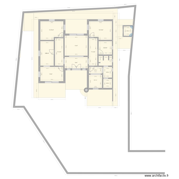 Plan Djerba Khazroun 1. Plan de 15 pièces et 106 m2
