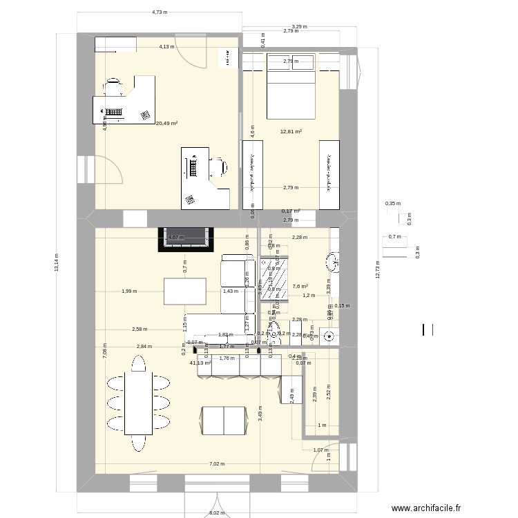 114. Plan de 5 pièces et 82 m2