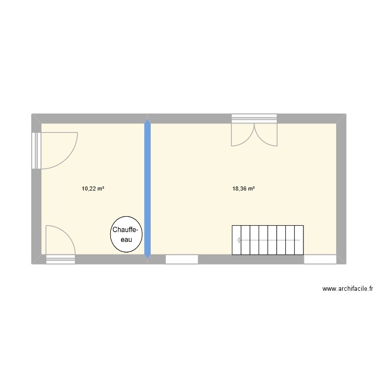 Extension_scenar1. Plan de 2 pièces et 29 m2