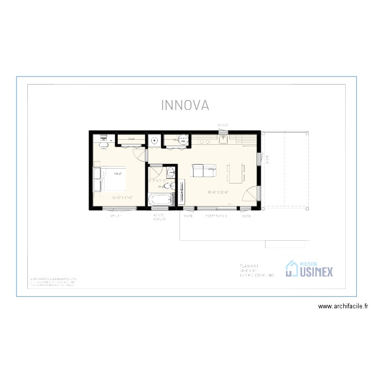 INNOVA 15'6'' X 34' - PLAN VIERGE. Plan de 5 pièces et 42 m2