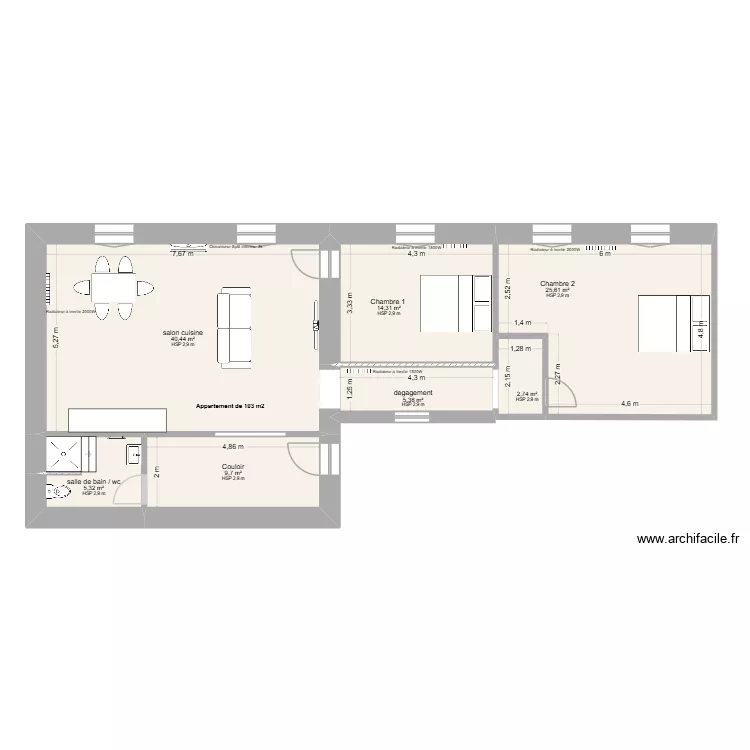 docter serre  apparte 1. Plan de 7 pièces et 104 m²