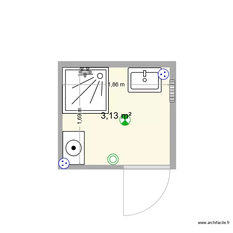 MICOULAU salle de bain. Plan de 1 Pièce et 3 m² MICOULAU salle de bain. Plan de 1 Pièce et 3 m²