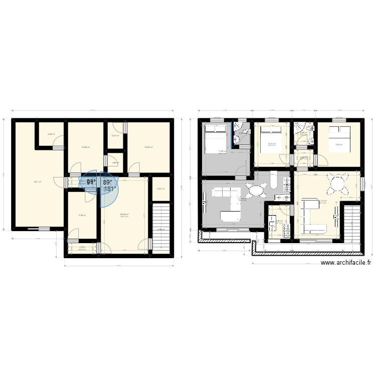 pascal house. Plan de 21 pièces et 180 m2
