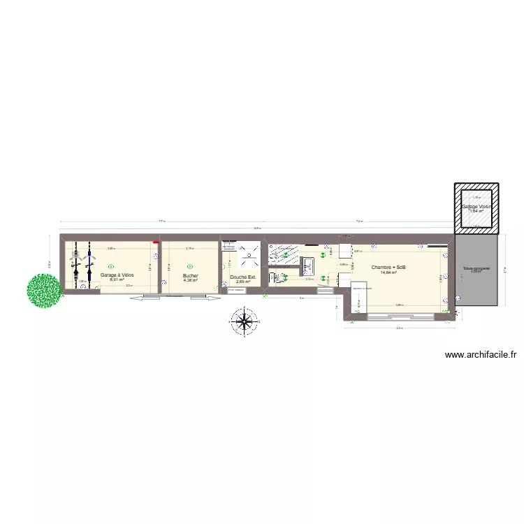 Plan am&eacute;nagement annexe V2. Plan de 5  et 30 m²