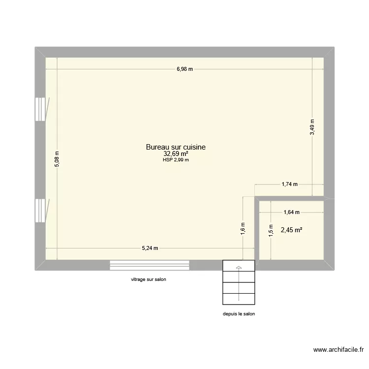 JONATHAN NAIN R+1. Plan de 2  et 35 m²