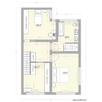 Etage sans annexe avec surfaces et cotation salle de bain V4