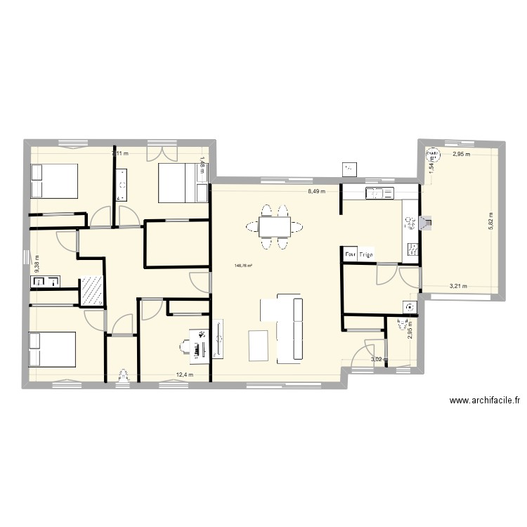 plan2. Plan de 1 pièce et 149 m2