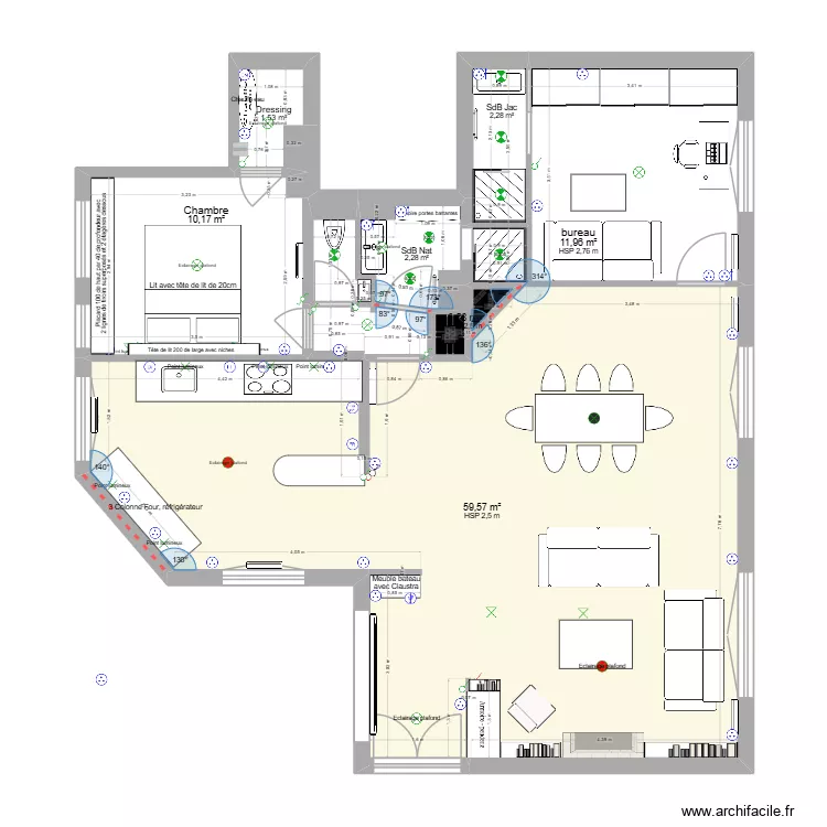 plan projet futur 22 fev 2026 V1. Plan de 9  et 91 m²