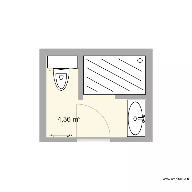 SdB option 2. Plan de 1 et 4 m² SdB option 2. Plan de 1 et 4 m²