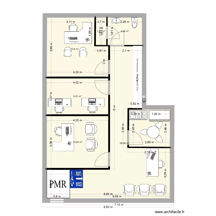 local office 1. Plan de 6 et 81 m² local office 1. Plan de 6 et 81 m²