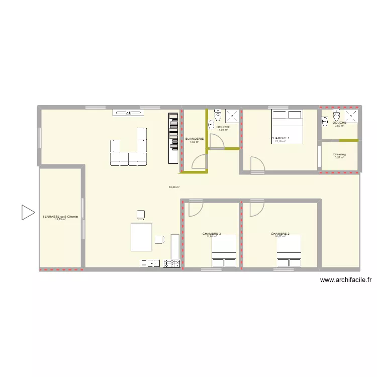 SOURAYA. Plan de 9  et 156 m²