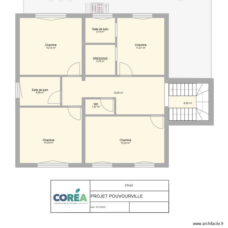 LAURENT PROJET POUVOURVILLE. Plan de 16 pièces et 226 m2