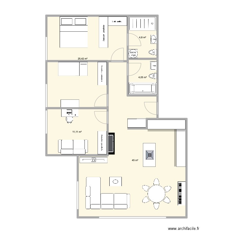 mont sur Lausanne. Plan de 5 pièces et 90 m2