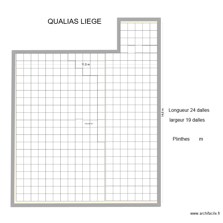 Qualias Liege. Plan de 1 pièce et 150 m2