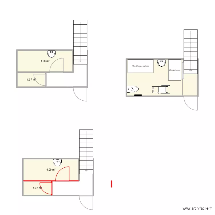 placard &agrave; balais. Plan de 5  et 20 m²