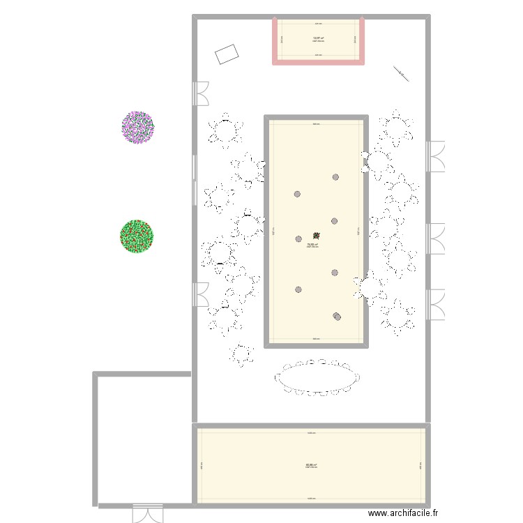 plan de salle de mariage 2/06/2024. Plan de 3 pièces et 148 m2