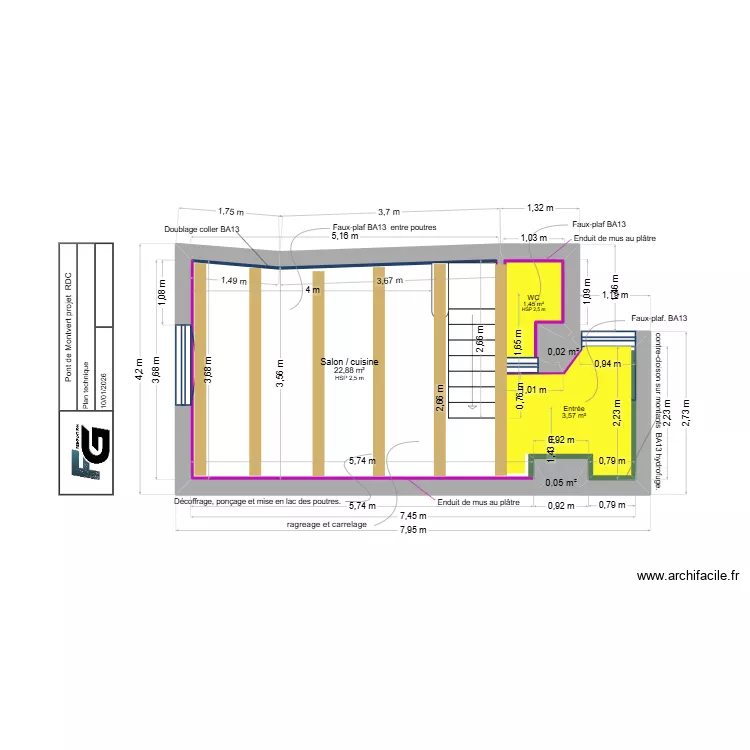 Pont de Montvert projet RDC T. Plan de 4 pièces et 24 m²