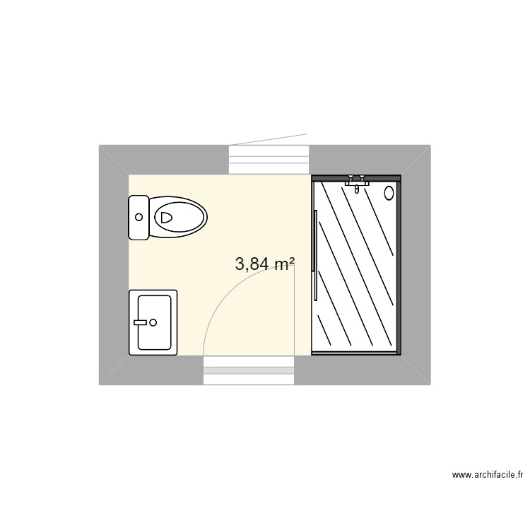SDB 2. Plan de 1 pièce et 4 m2