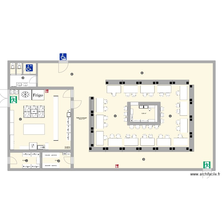 projet bp restaurant. Plan de 8 pièces et 272 m2
