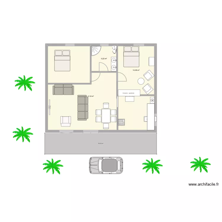 PROJET 1. Plan de 3 Pièces et 71 m² PROJET 1. Plan de 3 Pièces et 71 m²