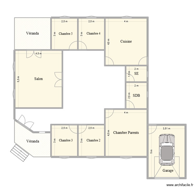 Villa_2 vérandas. Plan de 0 pièce et 0 m2
