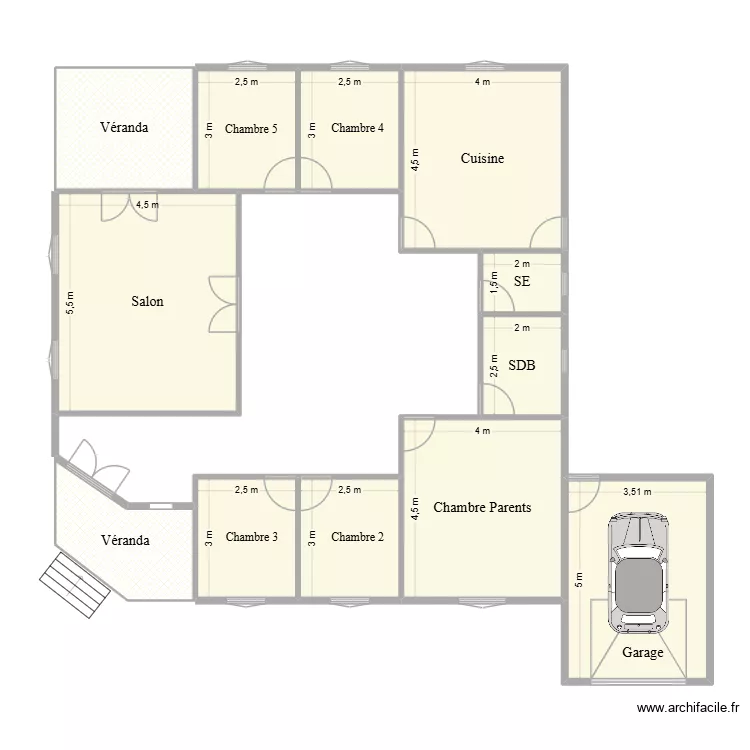 Villa_2 v&eacute;randas. Plan de 13 pièces et 179 m²