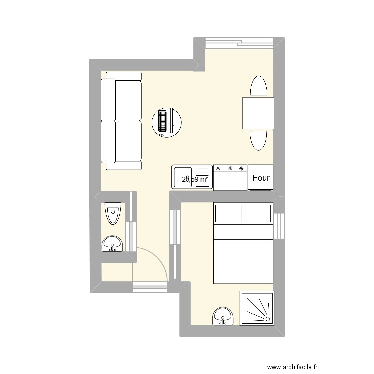 antibes. Plan de 1 pièce et 21 m2