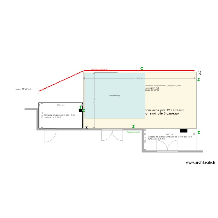 Terrasse Lussac Herviou toile ombrage. Plan de 0 pièce et 0 m2