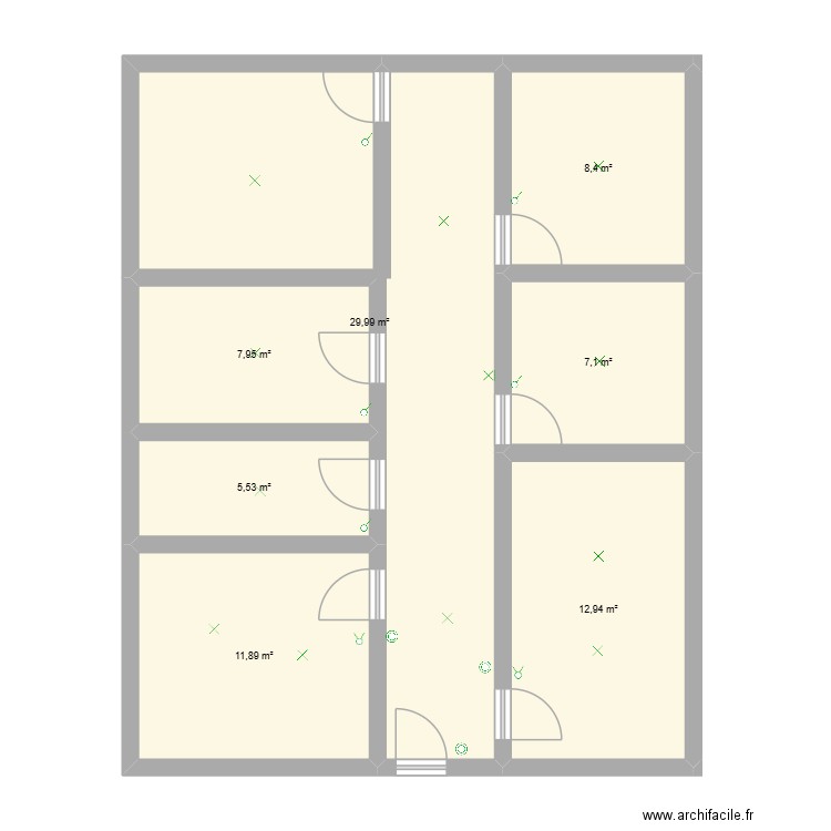 cfef d\'oevre. Plan de 7 pièces et 84 m2