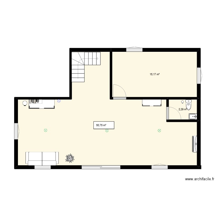 i_nstitut. Plan de 3 pièces et 68 m2