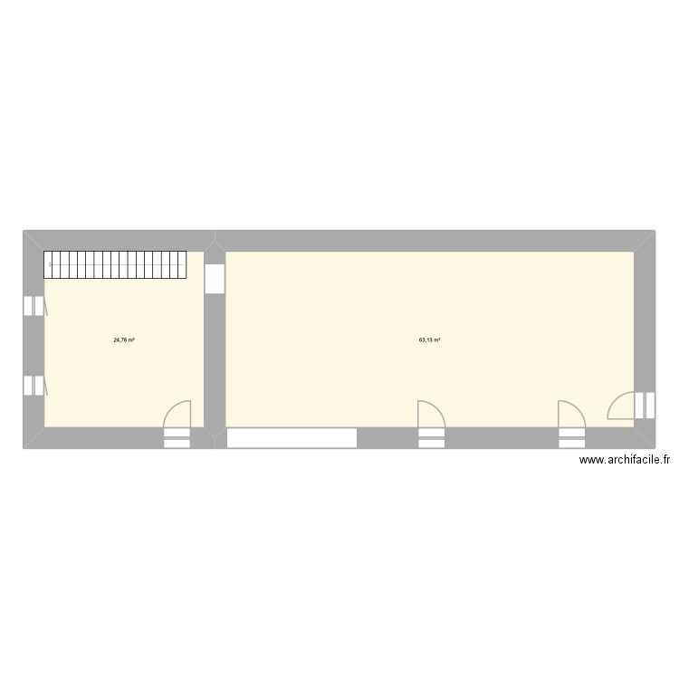 PLAN RDC. Plan de 2 pièces et 88 m2