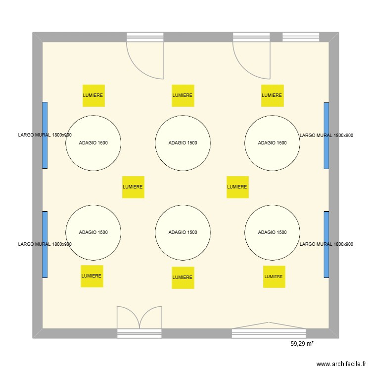 CANTINE - MAIRIE DE COULMIERS. Plan de 1 pièce et 59 m2