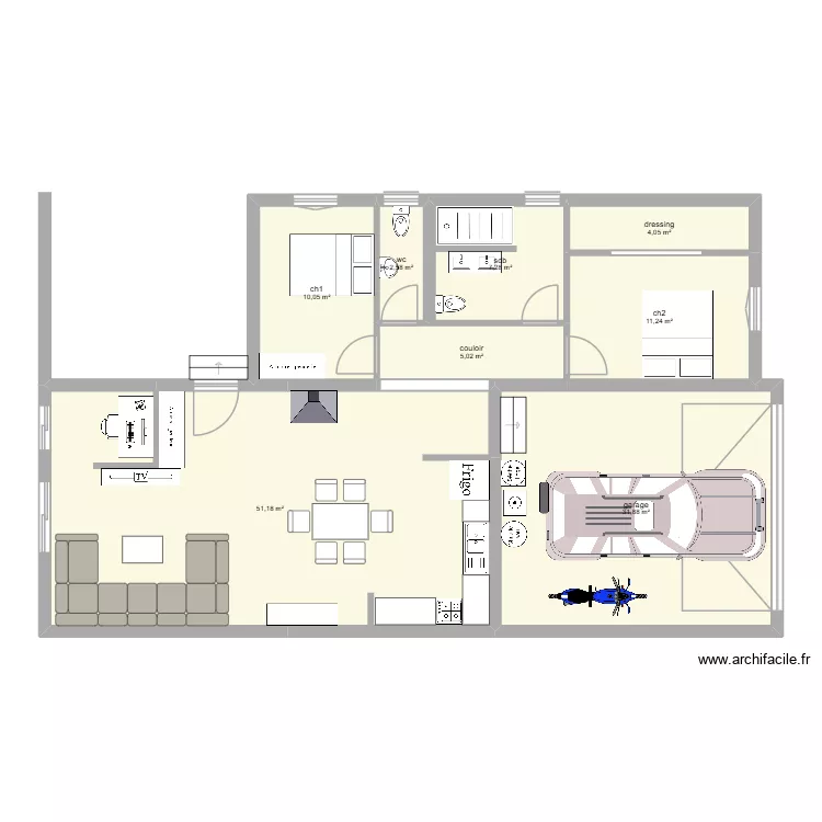 projet 3. Plan de 8  et 123 m²