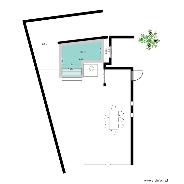 CAIRE PISCINE HORS SOL. Plan de 1 pièce et 8 m2