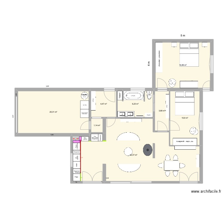 20/04 Maman essai 2. Plan de 8 pièces et 106 m2