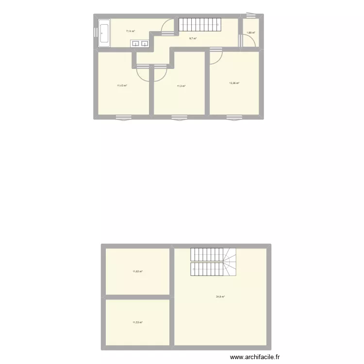 maison cazan 4 etage. Plan de 9 Pièces et 112 m²