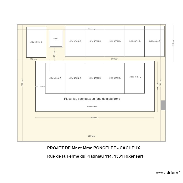 Poncelet Cacheux - Rixensart. Plan de 1 pièce et 58 m2