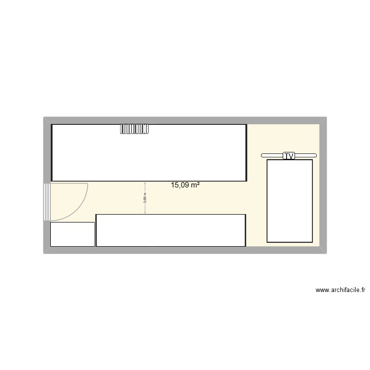Grenier Simu + Train. Plan de 1 pièce et 15 m2
