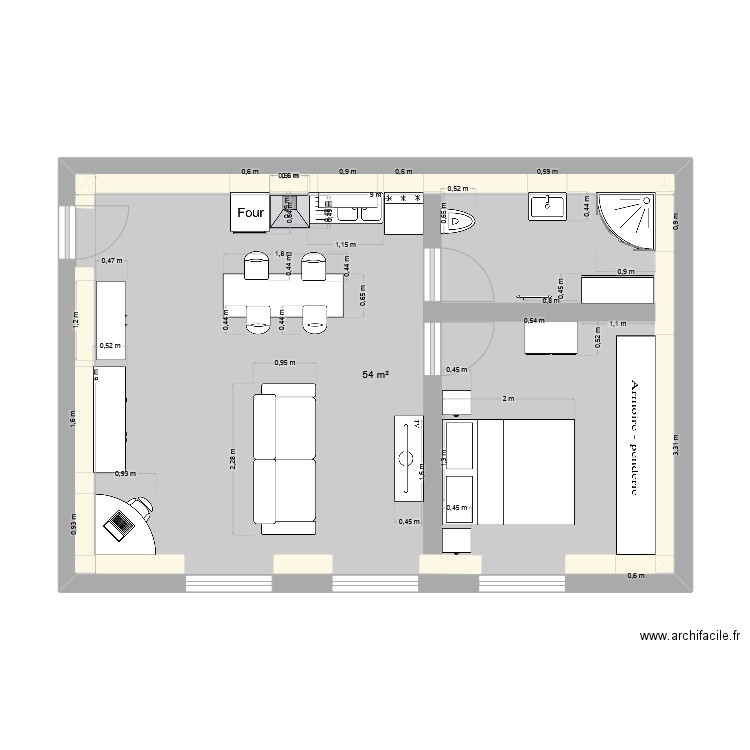 Annexe 1. Plan de 1 pièce et 54 m2