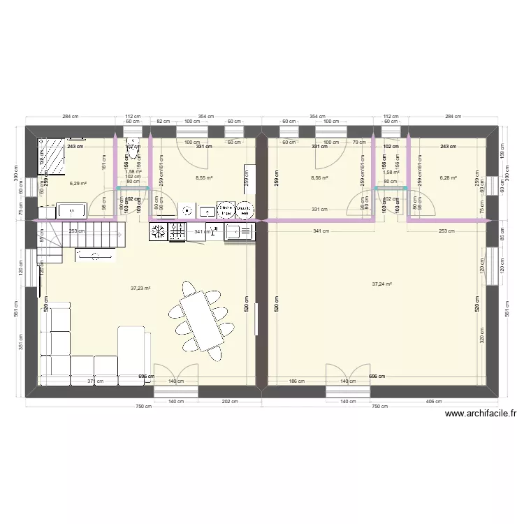 maison double 2025. Plan de 