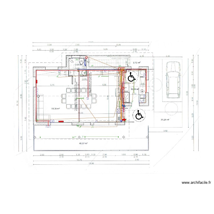 UH1 - Rdc - Electricit&eacute;, T&eacute;l&eacute;com avec plusieurs calques. Plan de 0 pièce et 0 m2