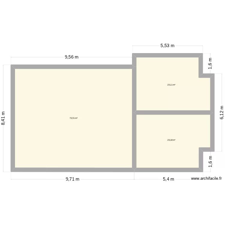 plan agrandissement 2. Plan de 3  et 119 m²